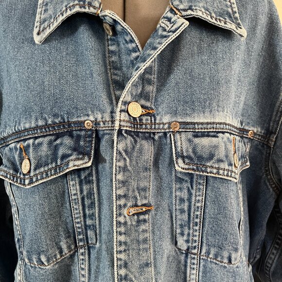 VTG Y2K Eddie Bauer Sz XL Men's Cotton Denim Trucker Style Jean Jacket - Picture 5 of 12